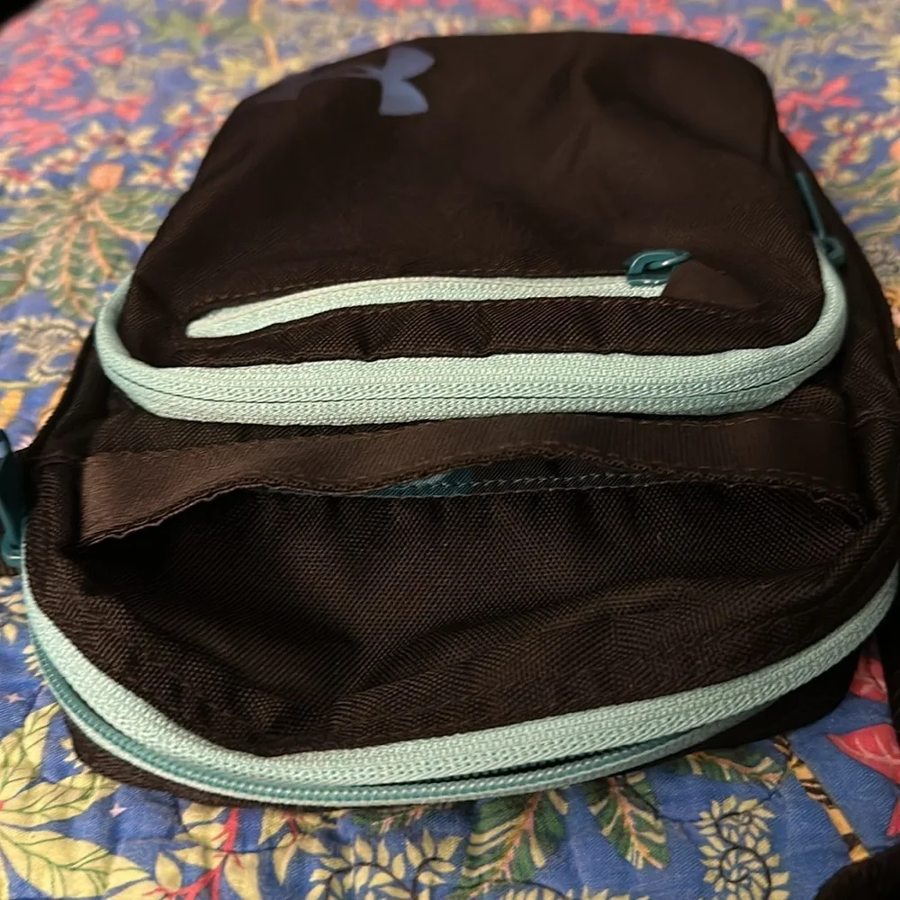 Unique Under Armour Black Crossbody Bag With Adjustable Strap, Blue Accents